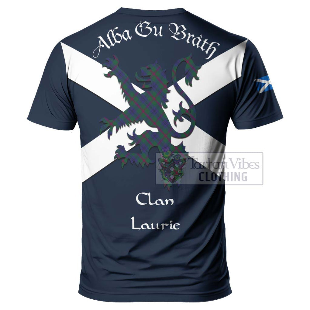 Tartan Vibes Clothing Laurie Tartan Lion Rampant T-Shirt – Proudly Display Your Heritage with Alba Gu Brath and Clan Name