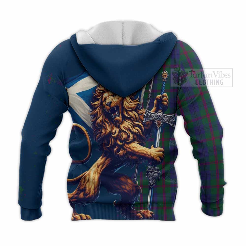 Tartan Vibes Clothing Laurie Tartan Family Crest Knitted Hoodie with Scottish Majestic Lion