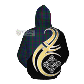 Laurie Tartan Cotton Hoodie with Family Crest and Celtic Symbol Style