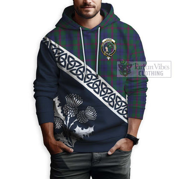 Laurie Tartan Hoodie Featuring Thistle and Scotland Map