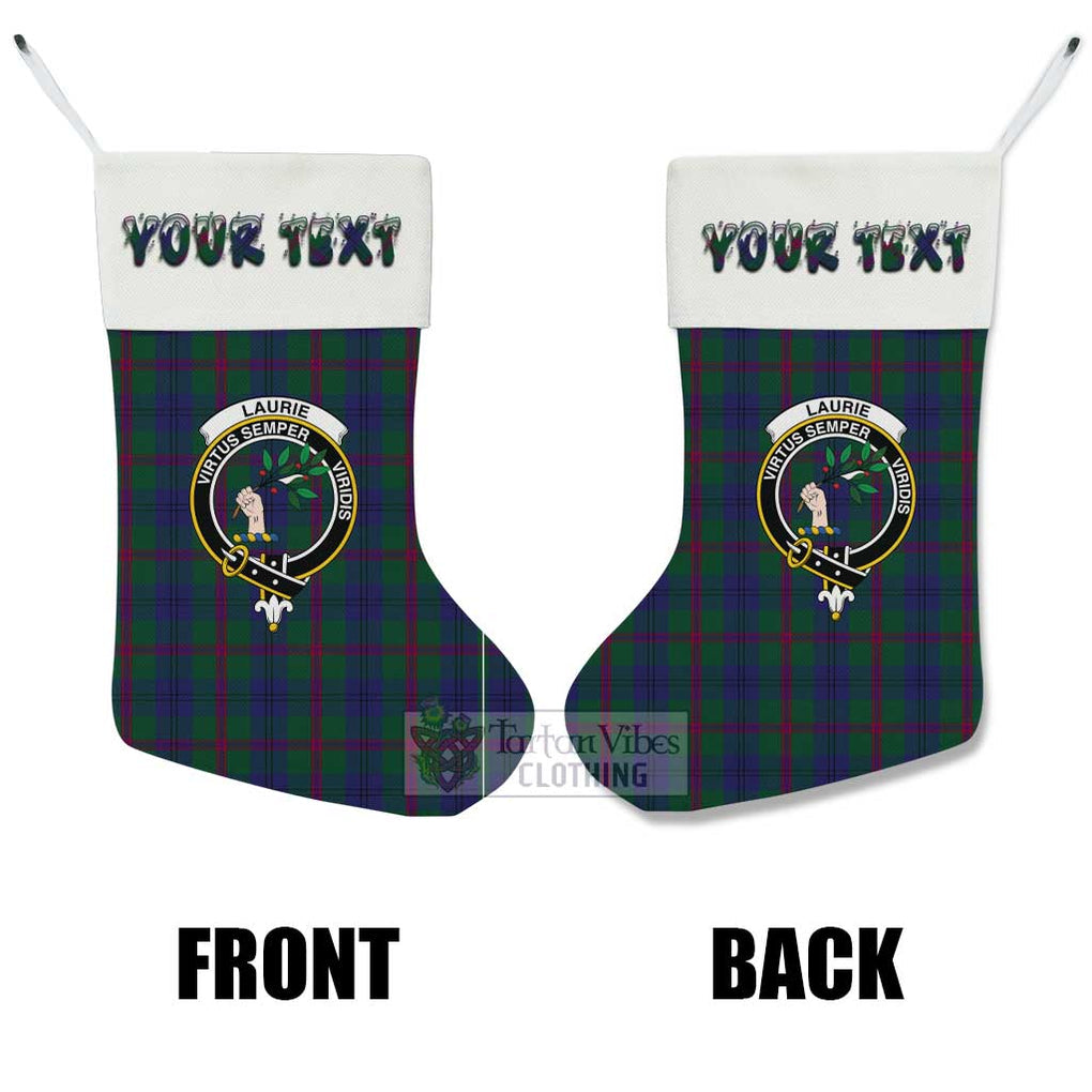 Tartan Vibes Clothing Laurie Tartan Family Crest Christmas Stocking with Personalized Text