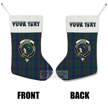 Laurie Tartan Family Crest Christmas Stocking with Personalized Text