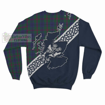 Laurie Tartan Sweatshirt Featuring Thistle and Scotland Map