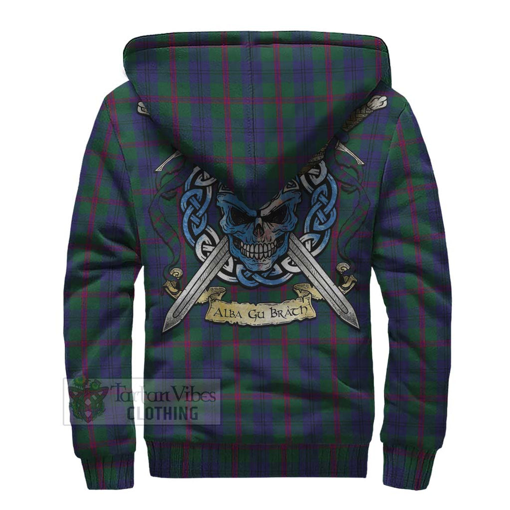 Tartan Vibes Clothing Laurie Tartan Sherpa Hoodie with Family Crest Celtic Skull Style