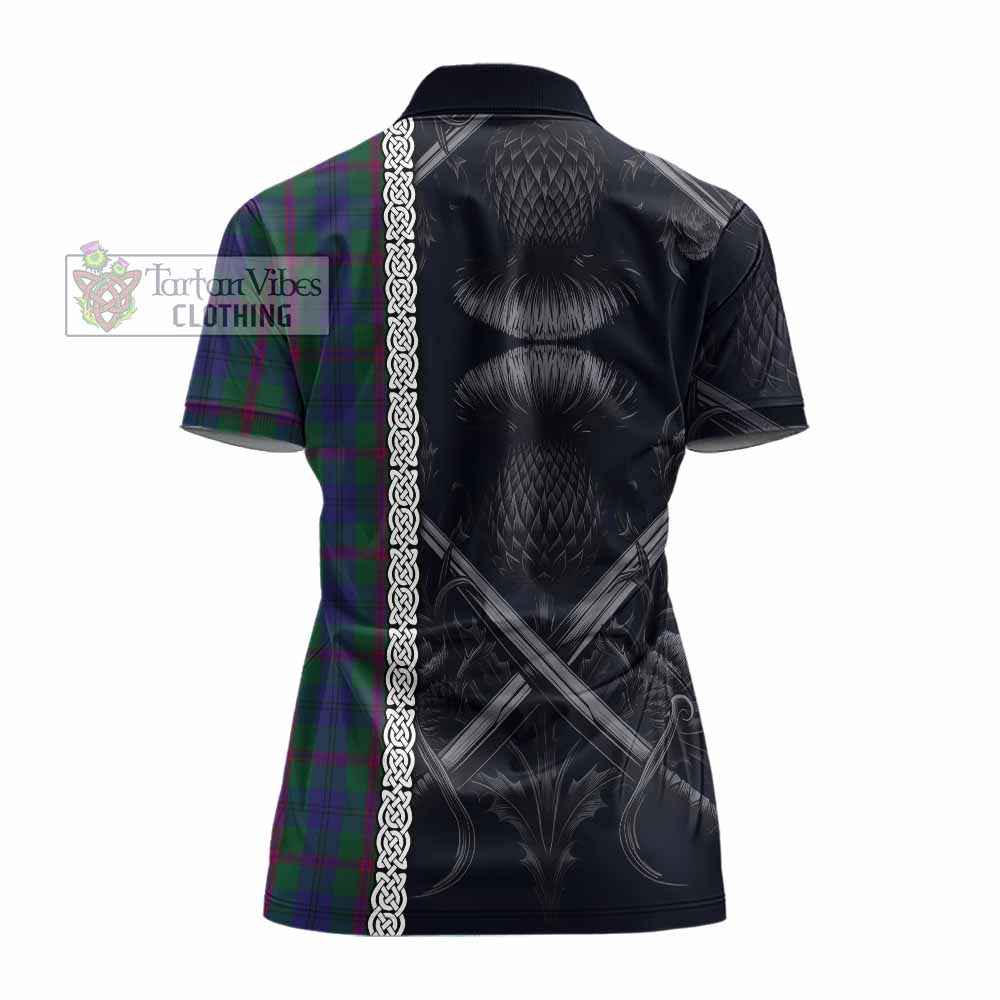 Tartan Vibes Clothing Laurie Tartan Women's Polo Shirt with Family Crest Cross Sword Thistle Celtic Vibes