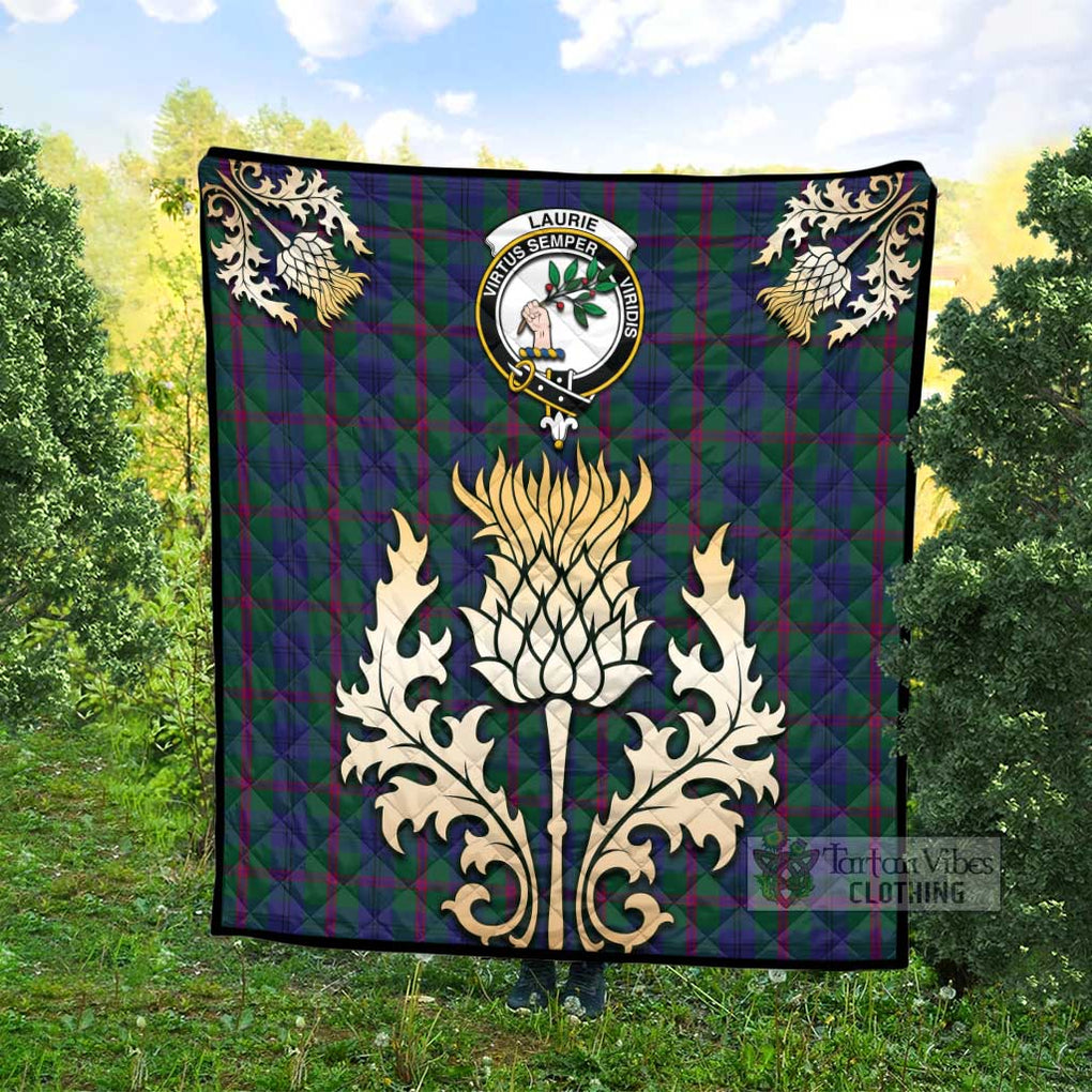 Tartan Vibes Clothing Laurie Tartan Quilt with Family Crest and Golden Thistle Style