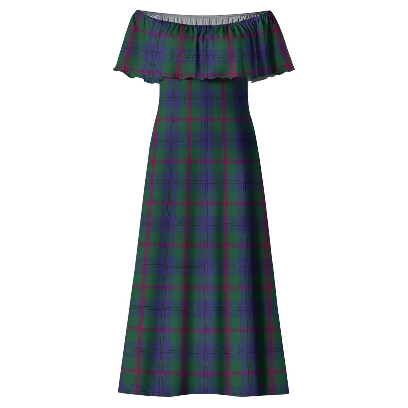 Laurie Tartan Off Shoulder Long Dress - Tartanvibesclothing