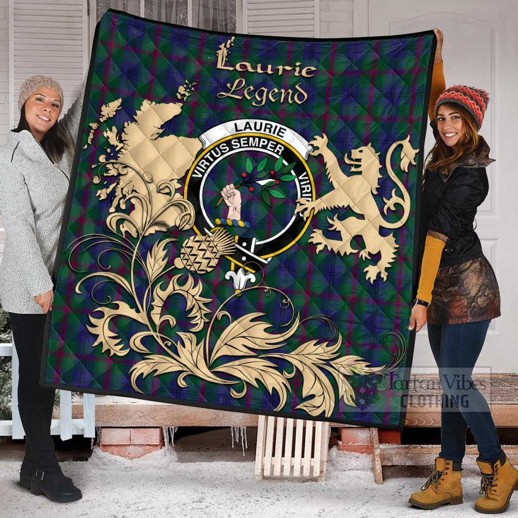 Tartan Vibes Clothing Laurie Tartan Quilt with Family Crest and Scottish Symbol Style