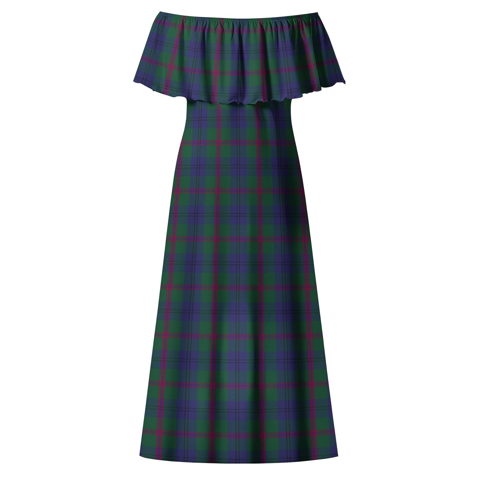 Laurie Tartan Off Shoulder Long Dress - Tartanvibesclothing