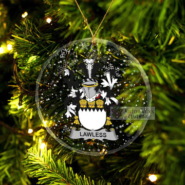 Lawless Irish Clan Christmas Glass Ornament with Coat of Arms