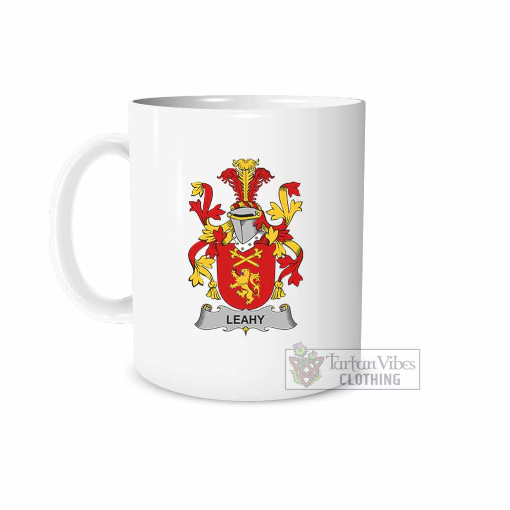 Leahy Irish Clan Coat of Arms Ceramic Mug White - 2D-tartanvibesclothing