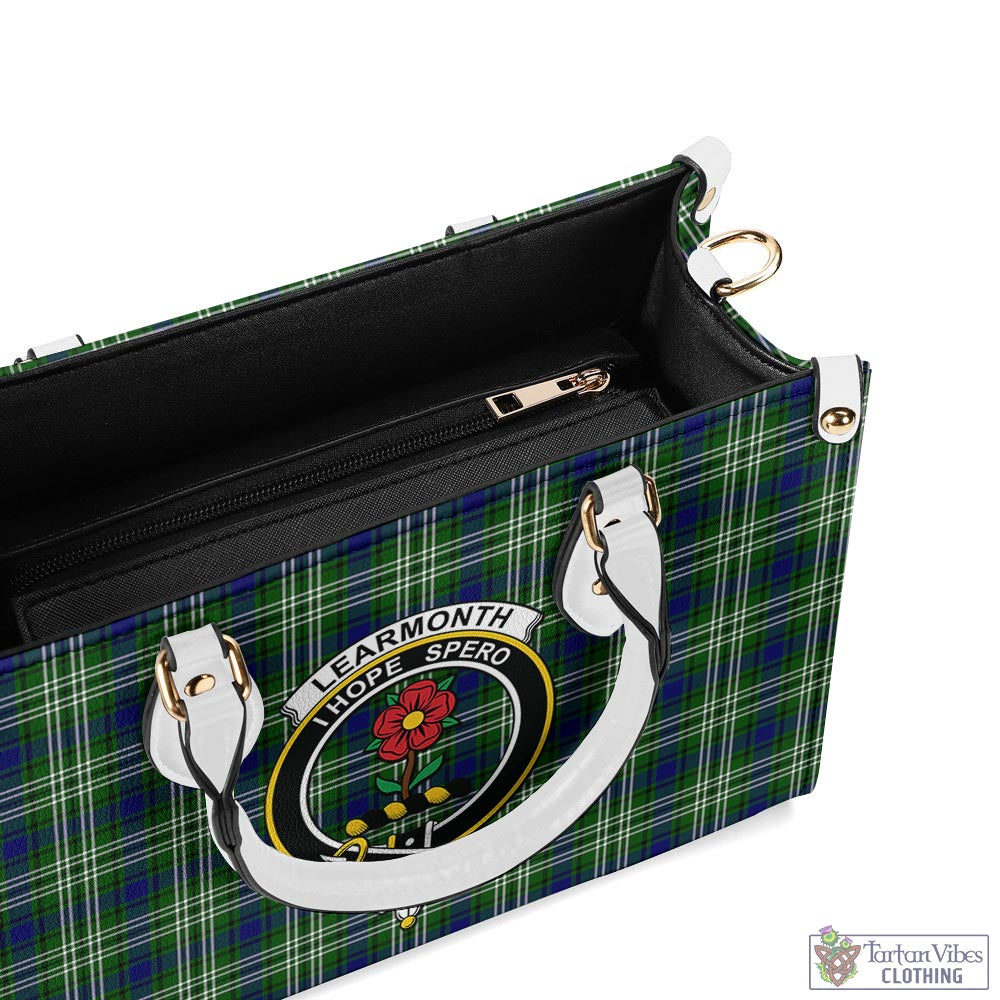 Tartan Vibes Clothing Learmonth Tartan Luxury Leather Handbags with Family Crest