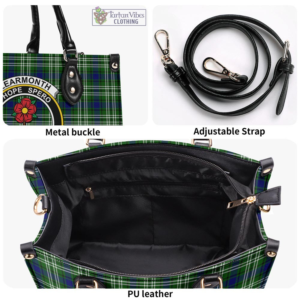 Tartan Vibes Clothing Learmonth Tartan Luxury Leather Handbags with Family Crest