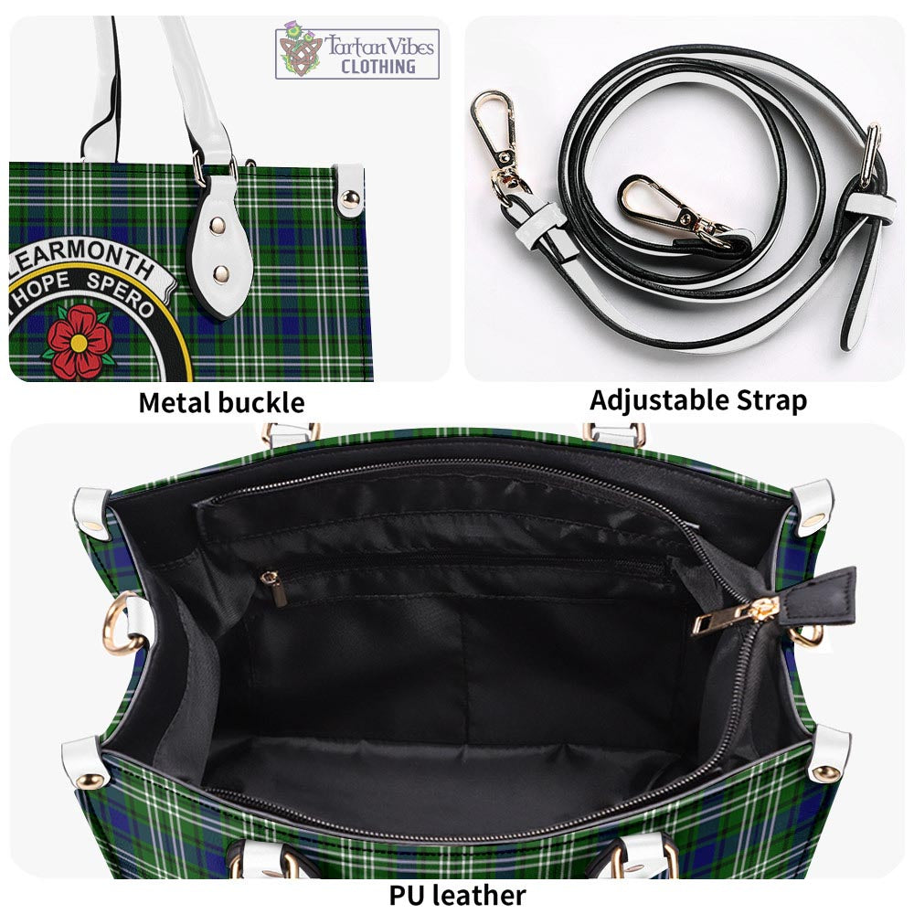 Tartan Vibes Clothing Learmonth Tartan Luxury Leather Handbags with Family Crest