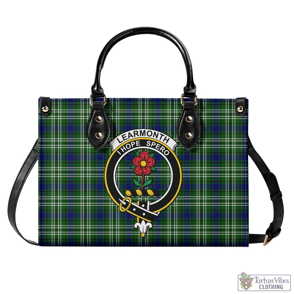 Tartan Vibes Clothing Learmonth Tartan Luxury Leather Handbags with Family Crest