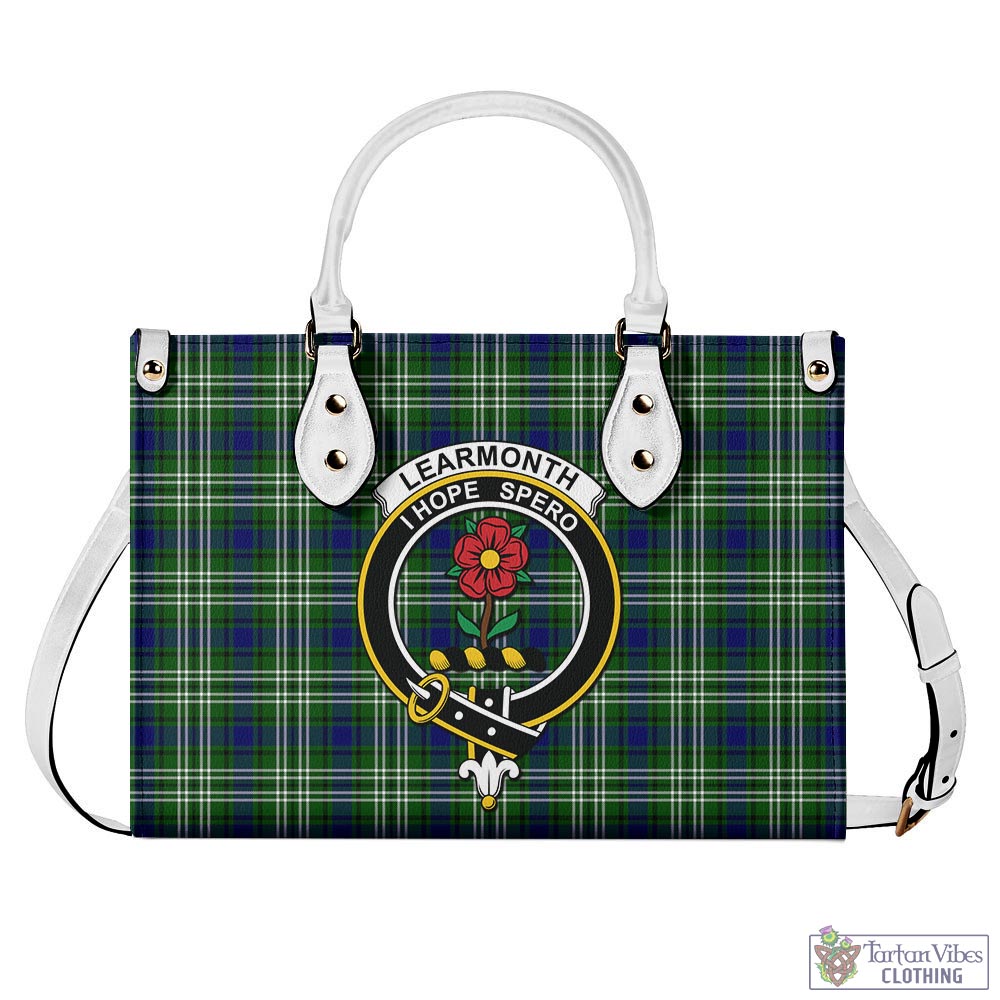 Tartan Vibes Clothing Learmonth Tartan Luxury Leather Handbags with Family Crest