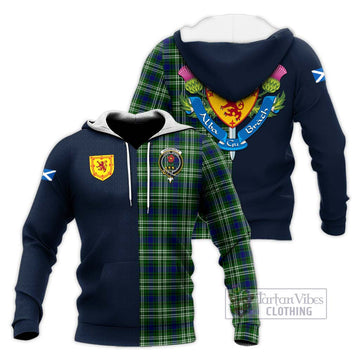 Learmonth Tartan Knitted Hoodie Alba with Scottish Lion Royal Arm Half Style