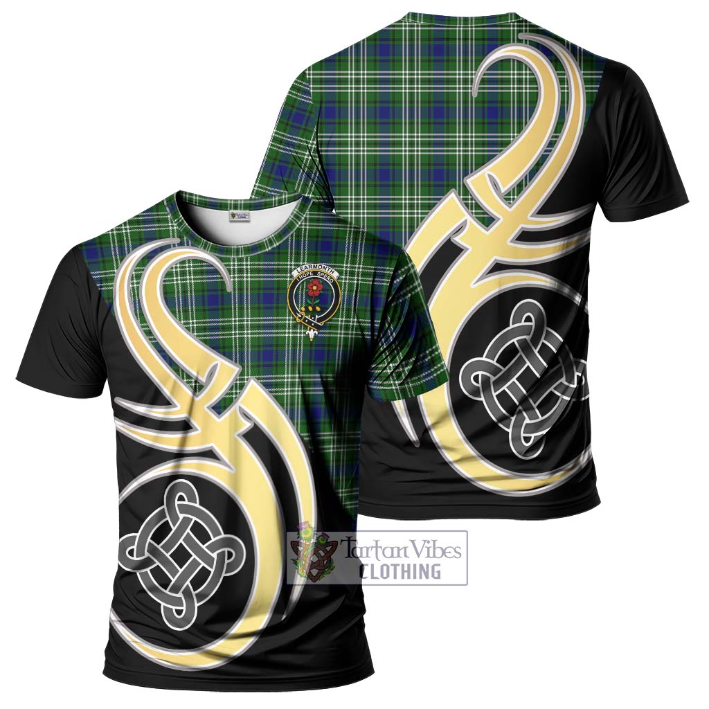 Tartan Vibes Clothing Learmonth Tartan T-Shirt with Family Crest and Celtic Symbol Style