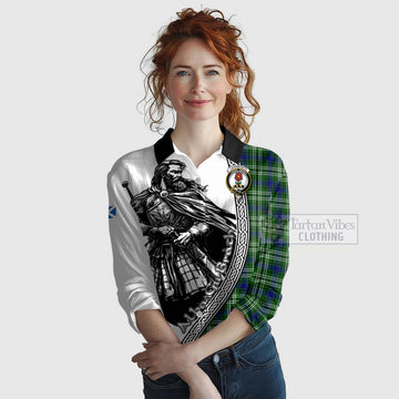 Learmonth Tartan Clan Crest Women's Casual Shirt with Highlander Warrior Celtic Style