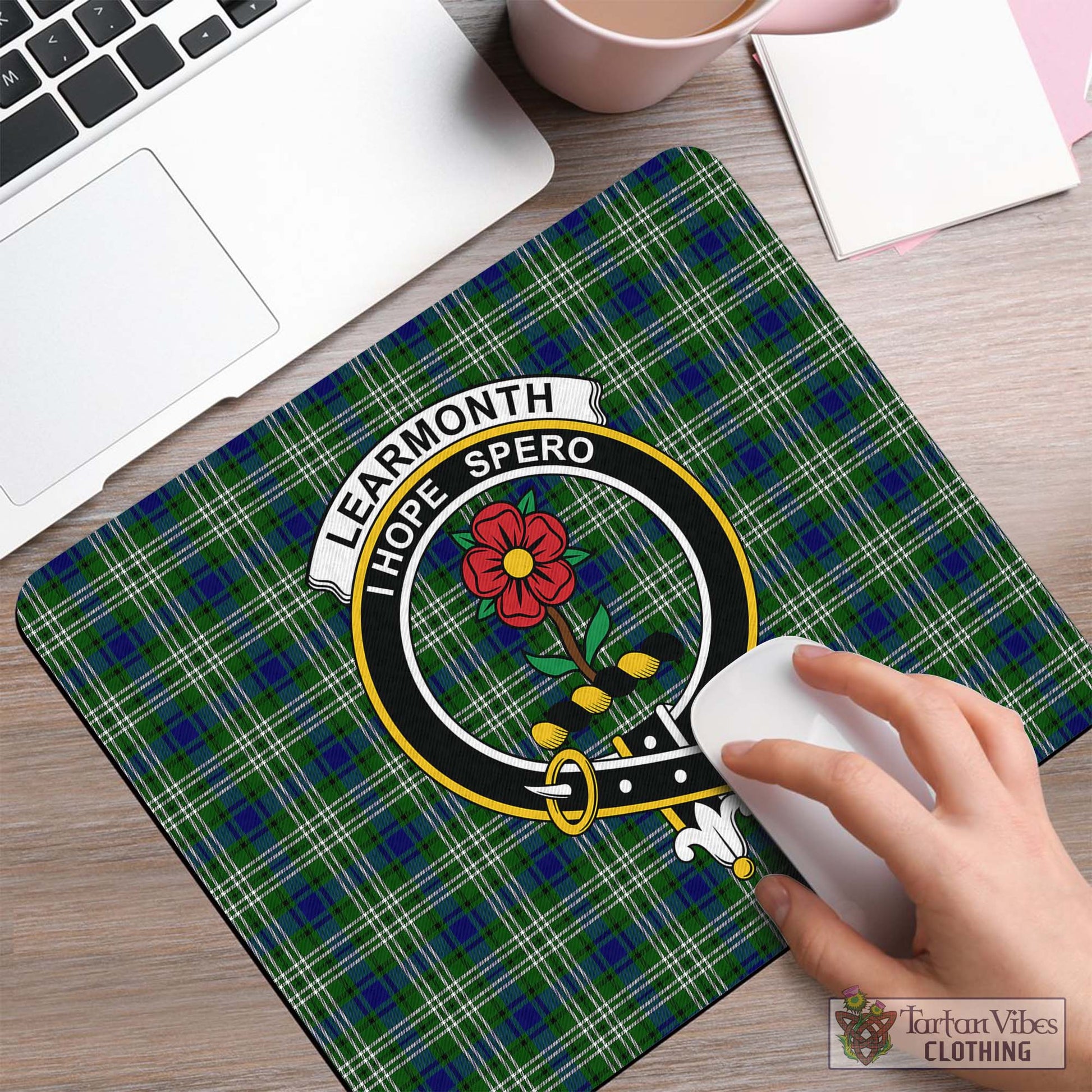 Tartan Vibes Clothing Learmonth Tartan Mouse Pad with Family Crest