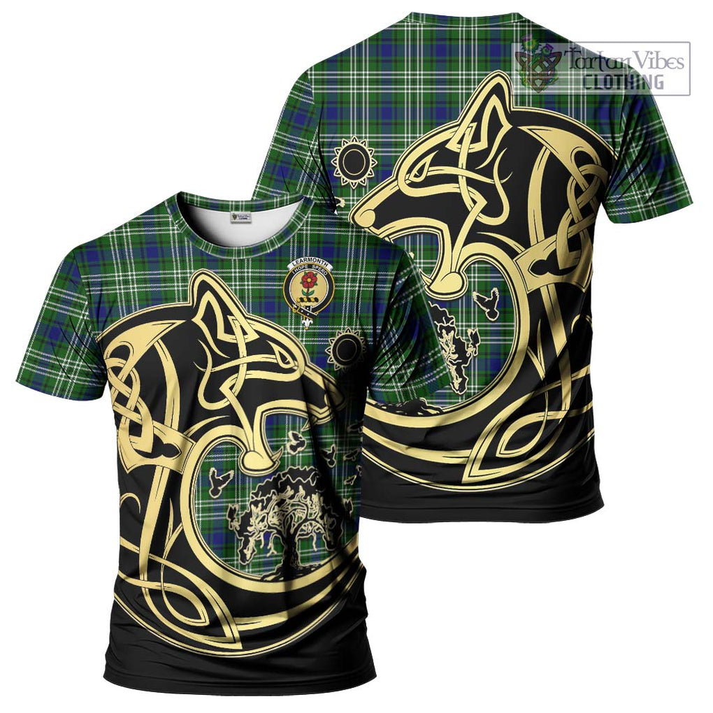 Learmonth Tartan T-Shirt with Family Crest Celtic Wolf Style Kid's Shirt - Tartan Vibes Clothing