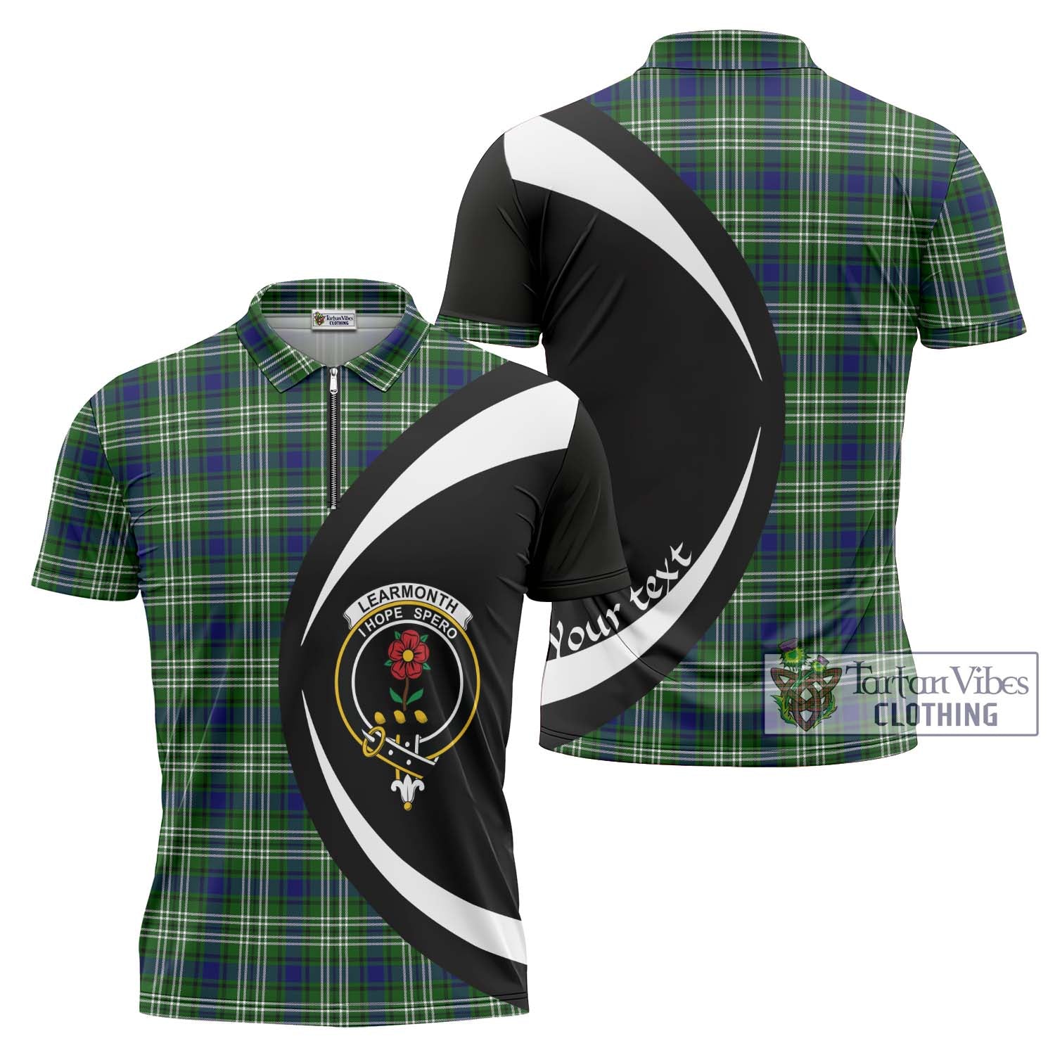 Tartan Vibes Clothing Learmonth Tartan Zipper Polo Shirt with Family Crest Circle Style