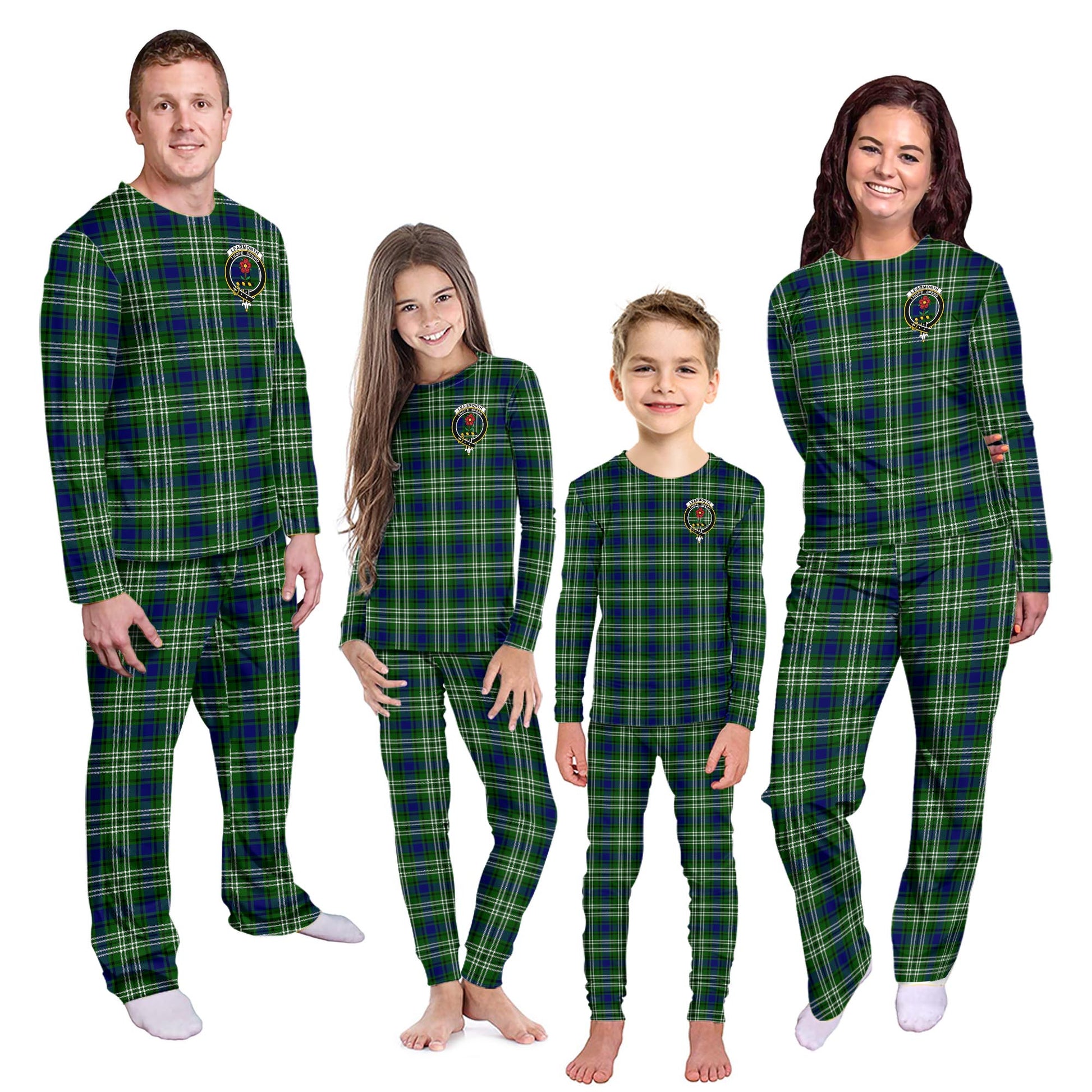 Learmonth Tartan Pajamas Family Set with Family Crest - Tartanvibesclothing