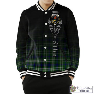 Learmonth Tartan Baseball Jacket Featuring Alba Gu Brath Family Crest Celtic Inspired