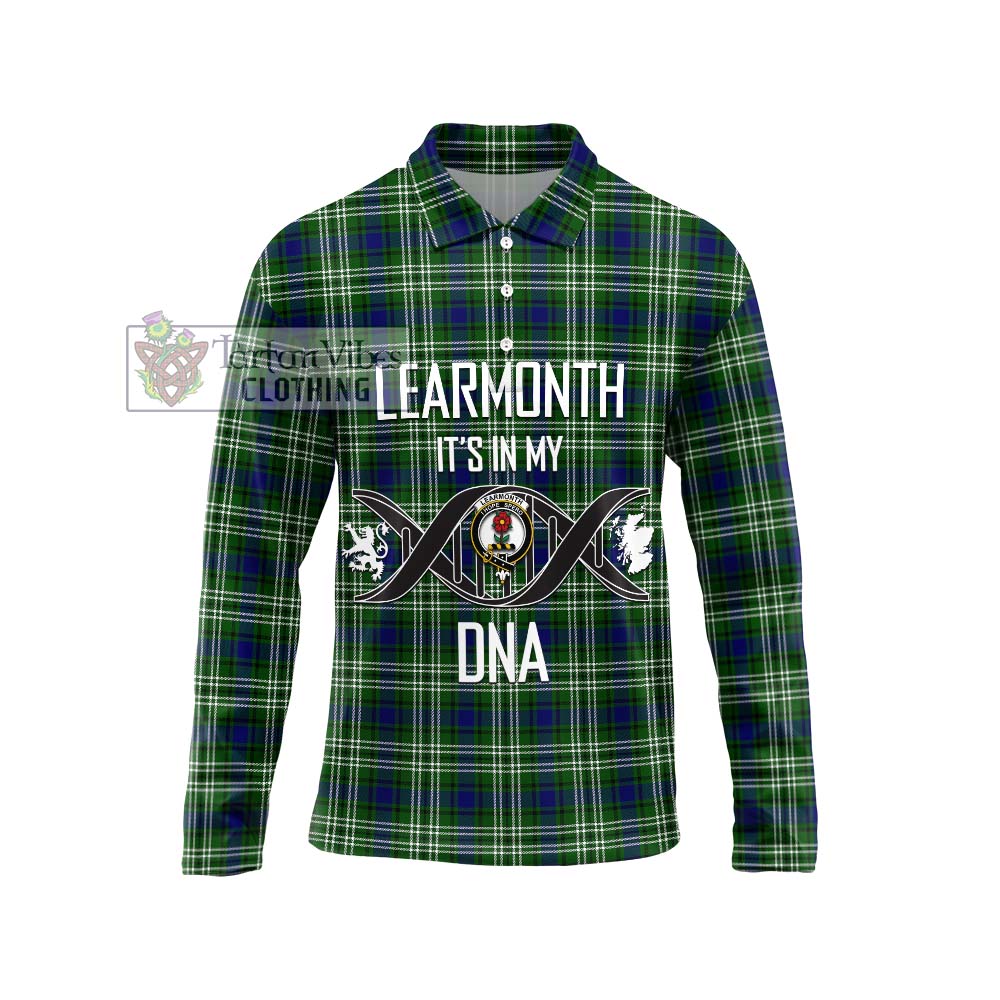 Learmonth Tartan Long Sleeve Polo Shirt with Family Crest DNA In Me Style Unisex - Tartanvibesclothing Shop