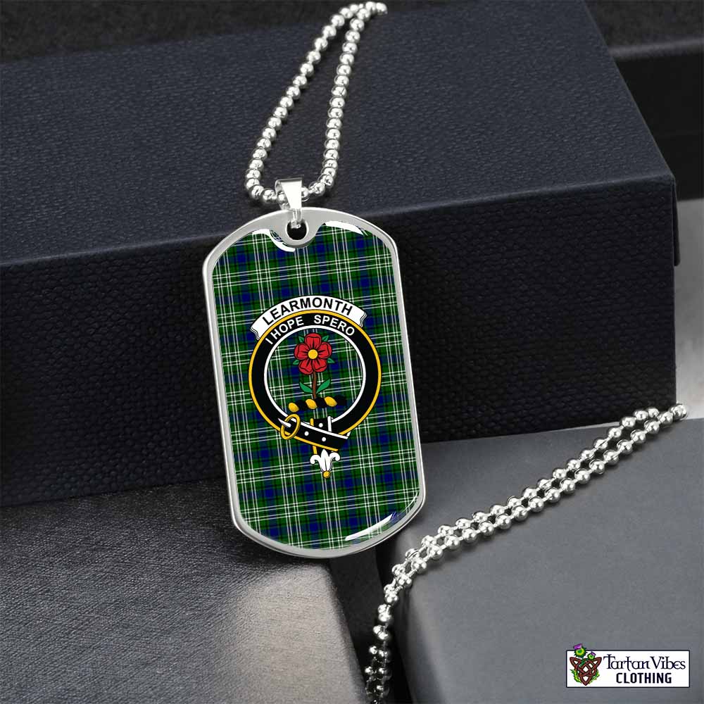 Tartan Vibes Clothing Learmonth Tartan Dog Tag Necklace with Family Crest