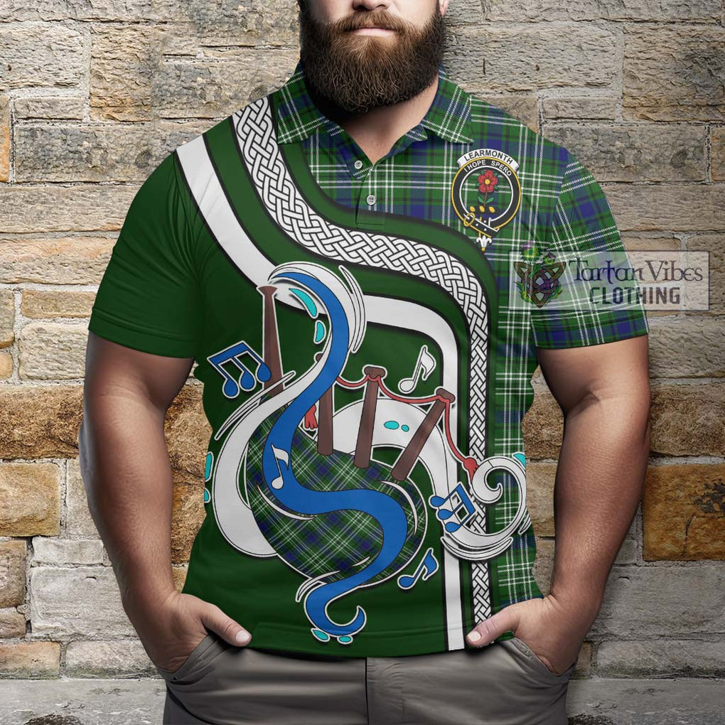 Tartan Vibes Clothing Learmonth Tartan Polo Shirt with Epic Bagpipe Style