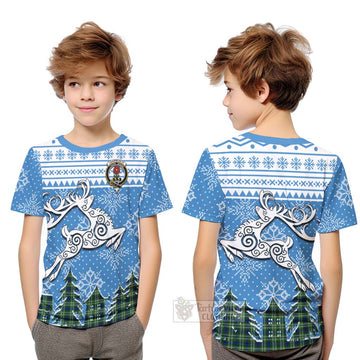 Learmonth Clan Christmas Kid T-Shirt Celtic Reindeer Style