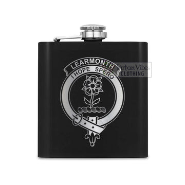 Learmonth Crest Hip Flask Set 7oz Black Stainless Steel with A Gift Box One Size 7oz - 2D-tartanvibesclothing