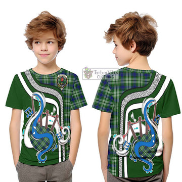 Learmonth Tartan Kid T-Shirt with Epic Bagpipe Style