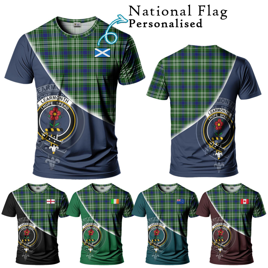 Learmonth Tartan T-Shirt with Personalised National Flag and Family Crest Half Style Kid's Shirt - Tartanvibesclothing Shop