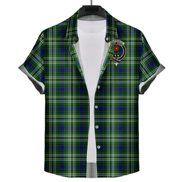 Learmonth Tartan Short Sleeve Button Down Shirt with Family Crest