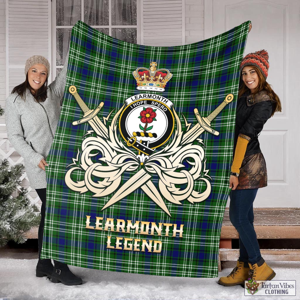 Tartan Vibes Clothing Learmonth Tartan Blanket with Clan Crest and the Golden Sword of Courageous Legacy