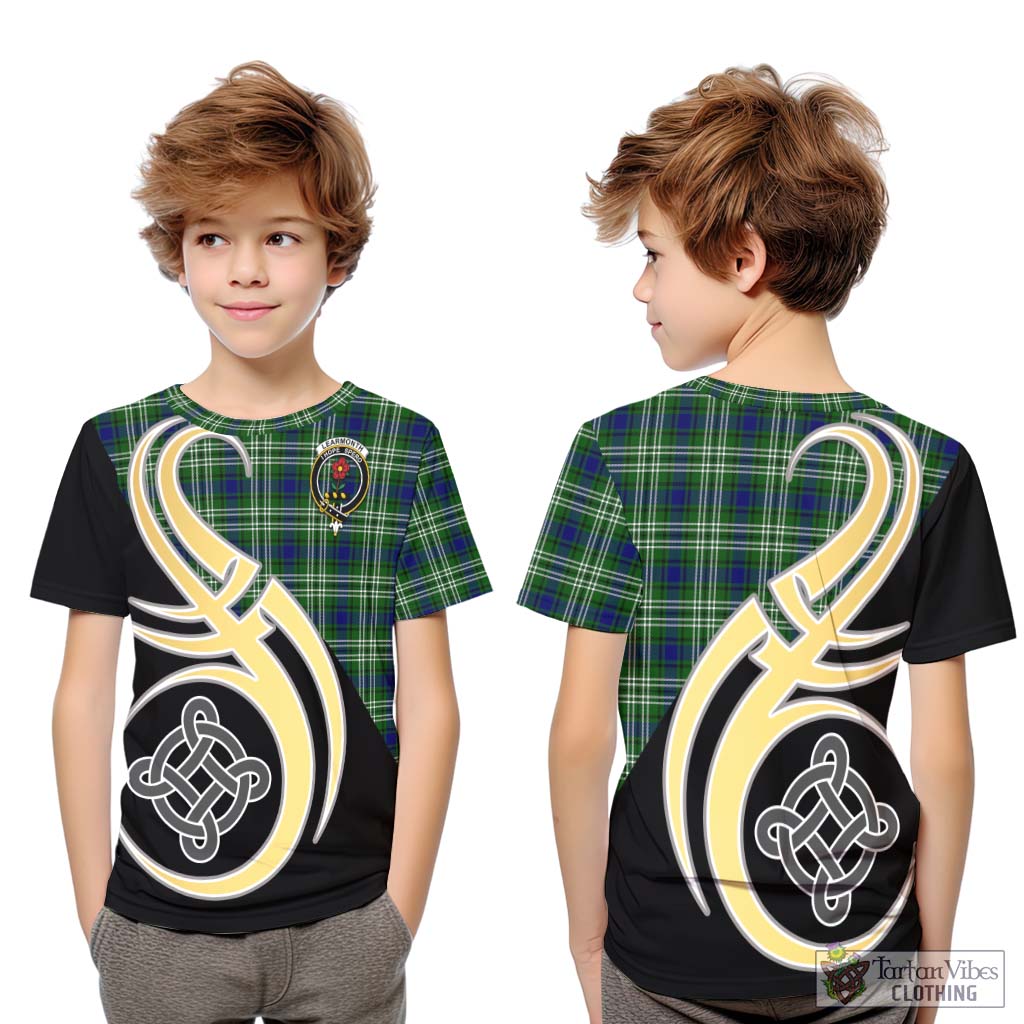 Learmonth Tartan Kid T-Shirt with Family Crest and Celtic Symbol Style Youth XL Size14 - Tartan Vibes Clothing