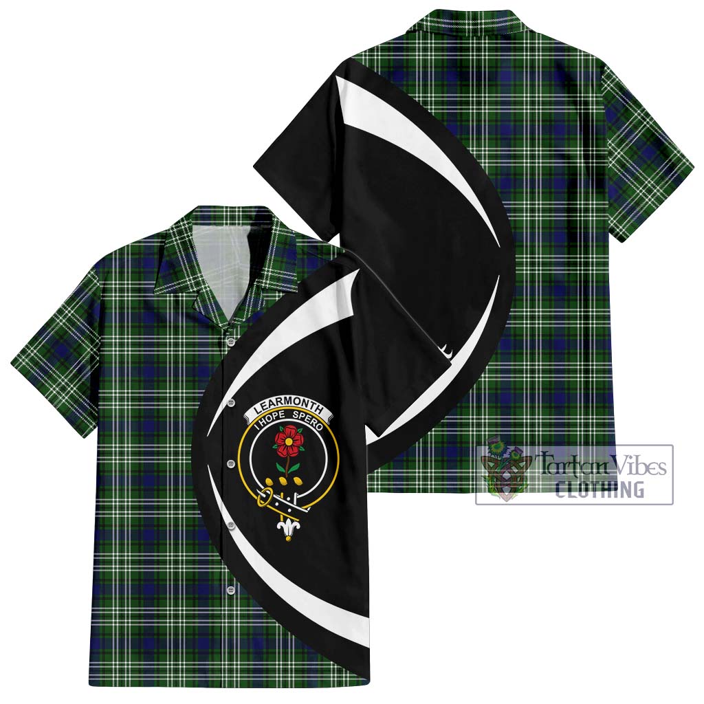 Learmonth Tartan Short Sleeve Button Up with Family Crest Circle Style Kid - Tartan Vibes Clothing