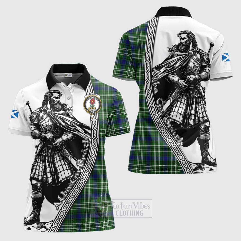 Tartan Vibes Clothing Learmonth Tartan Clan Crest Women's Polo Shirt with Highlander Warrior Celtic Style