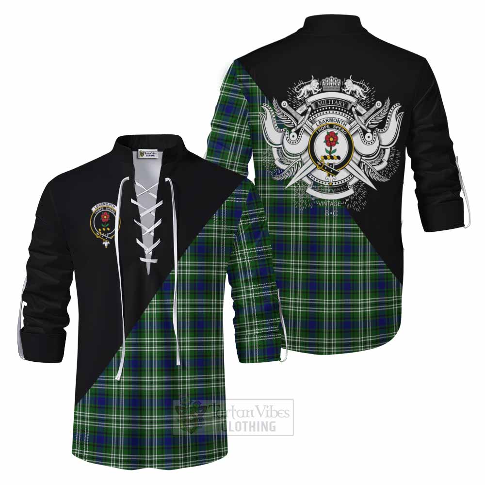 Tartan Vibes Clothing Learmonth Tartan Ghillie Kilt Shirt with Family Crest and Military Logo Style