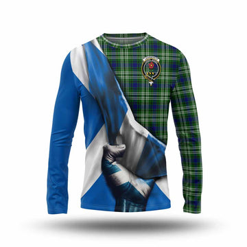 Learmonth Tartan Long Sleeve T-Shirt with Family Crest Scotland Patriotic Style