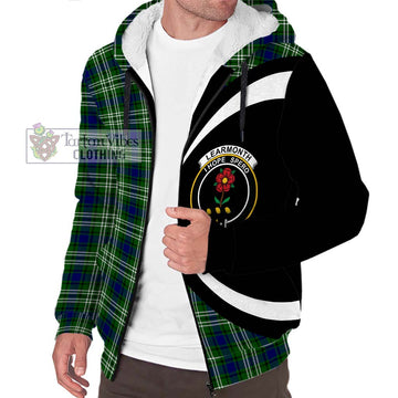 Learmonth Tartan Sherpa Hoodie with Family Crest Circle Style