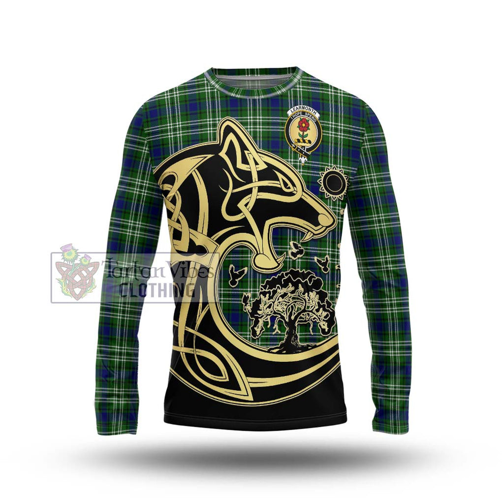 Learmonth Tartan Long Sleeve T-Shirt with Family Crest Celtic Wolf Style Unisex - Tartan Vibes Clothing