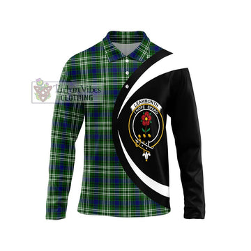 Learmonth Tartan Long Sleeve Polo Shirt with Family Crest Circle Style