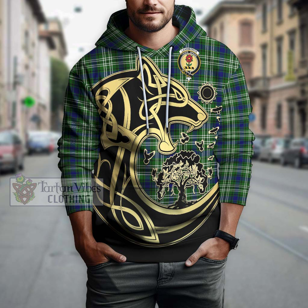 Learmonth Tartan Hoodie with Family Crest Celtic Wolf Style Zip Hoodie - Tartan Vibes Clothing