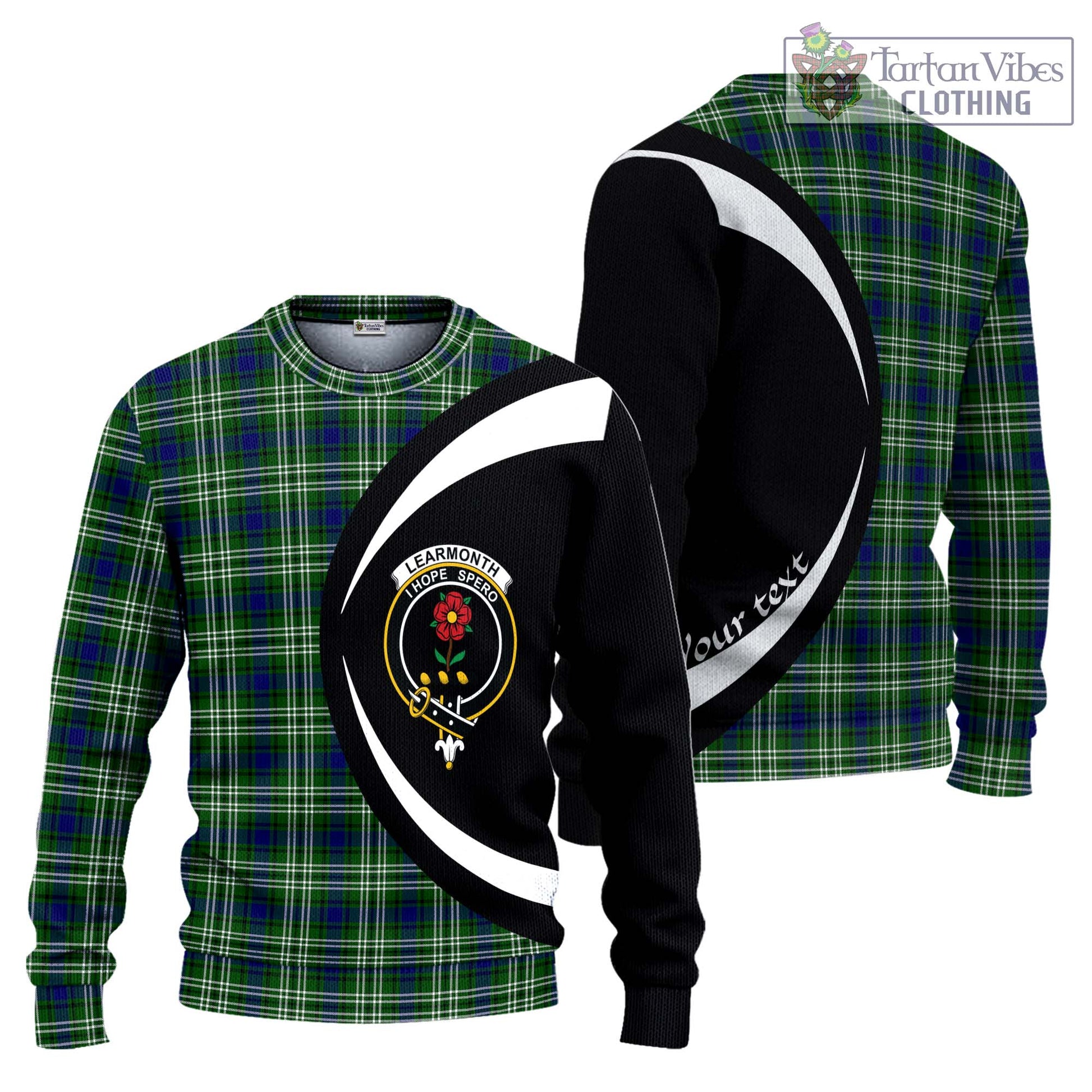 Learmonth Tartan Ugly Sweater with Family Crest Circle Style Unisex - Tartan Vibes Clothing