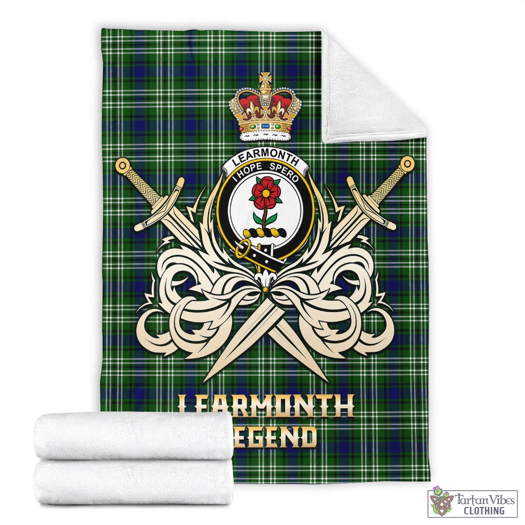 Tartan Vibes Clothing Learmonth Tartan Blanket with Clan Crest and the Golden Sword of Courageous Legacy