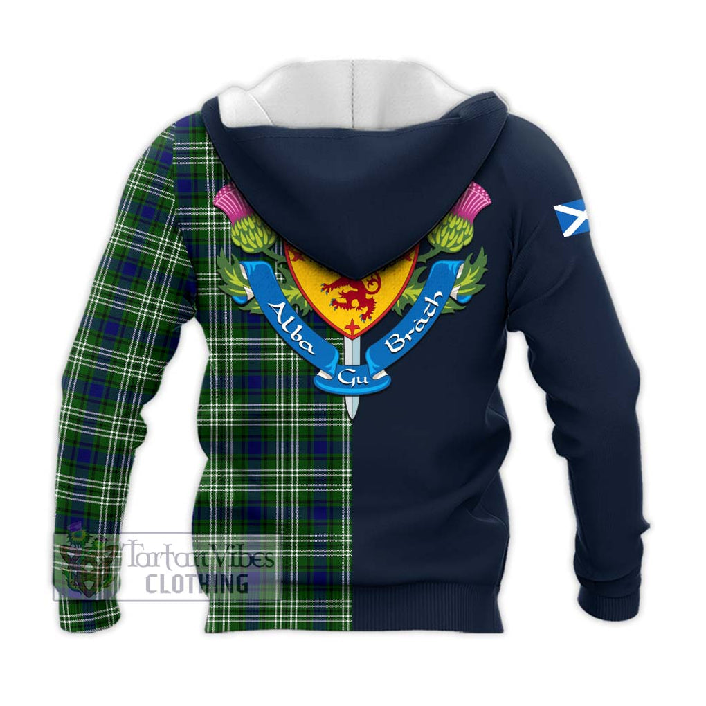 Tartan Vibes Clothing Learmonth Tartan Knitted Hoodie with Scottish Lion Royal Arm Half Style