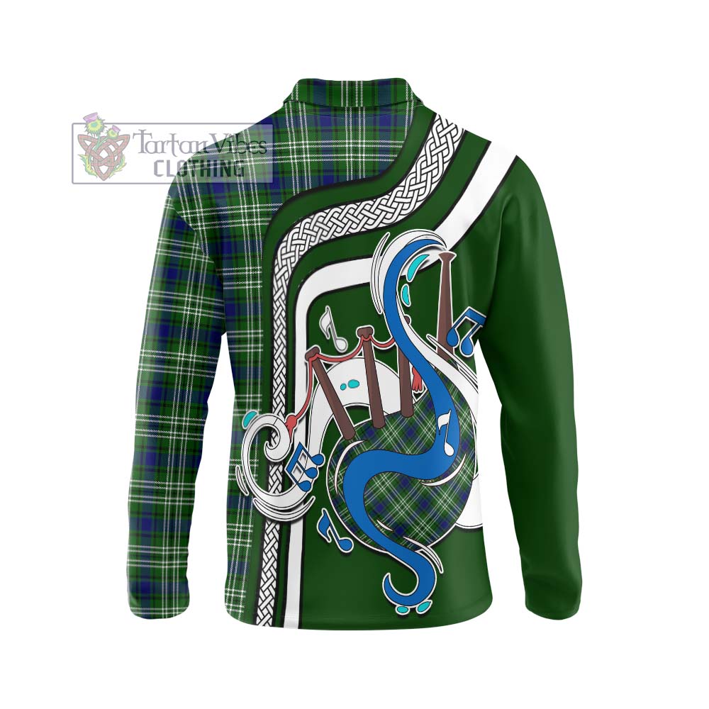 Tartan Vibes Clothing Learmonth Tartan Long Sleeve Polo Shirt with Epic Bagpipe Style